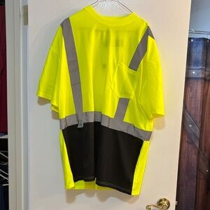 Men's Neon Yellow and Black Safety Tee